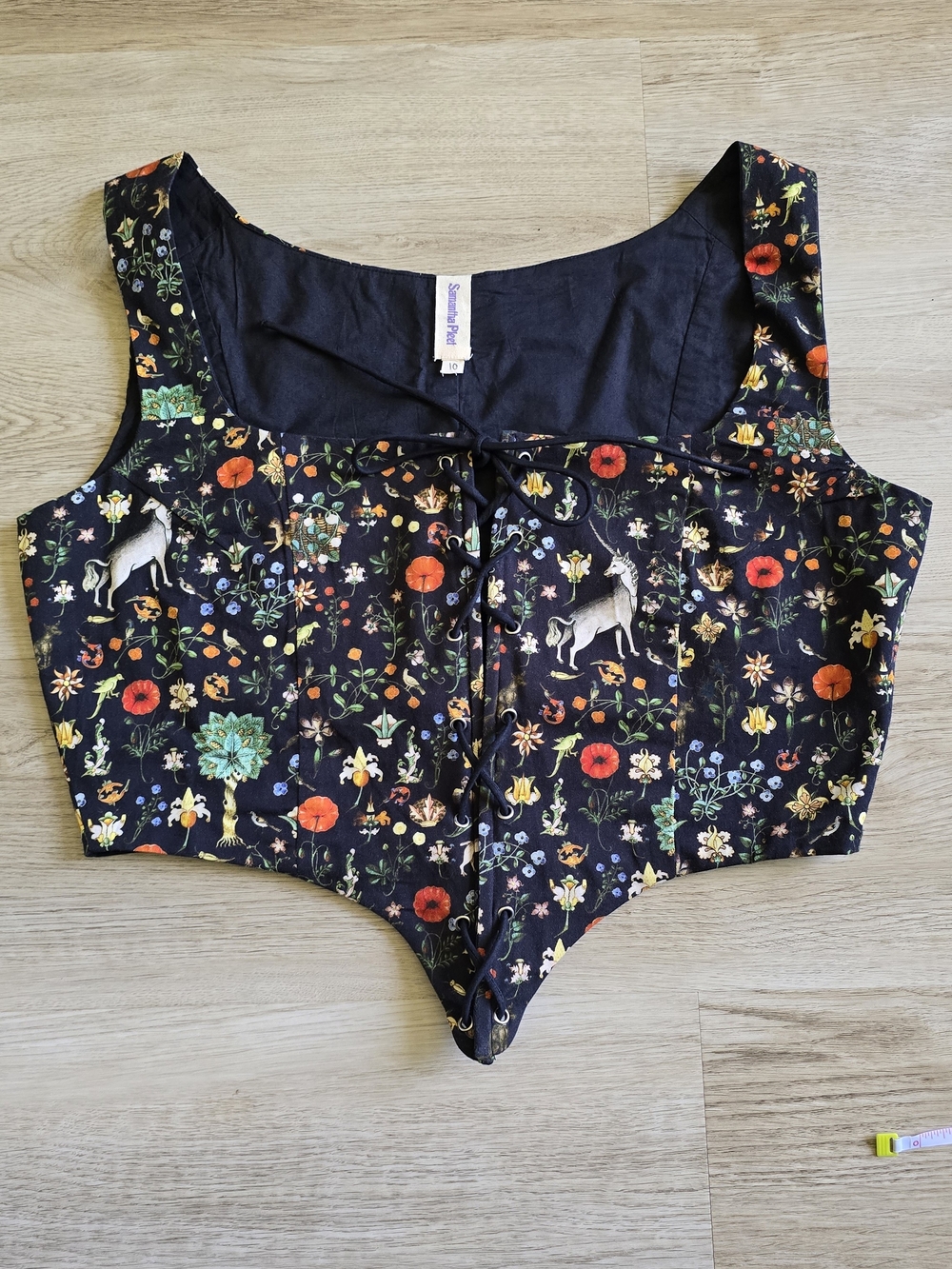 Samantha Pleet Black Illuminated Print Shield Corset Top